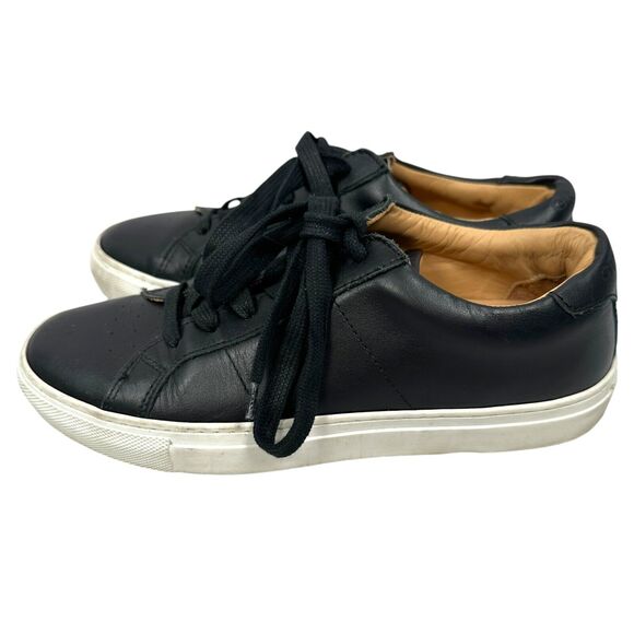 Greats Brooklyn Leather Sneakers Shoes Women’s US 7 Black Round Toe Lace Up - Picture 3 of 9
